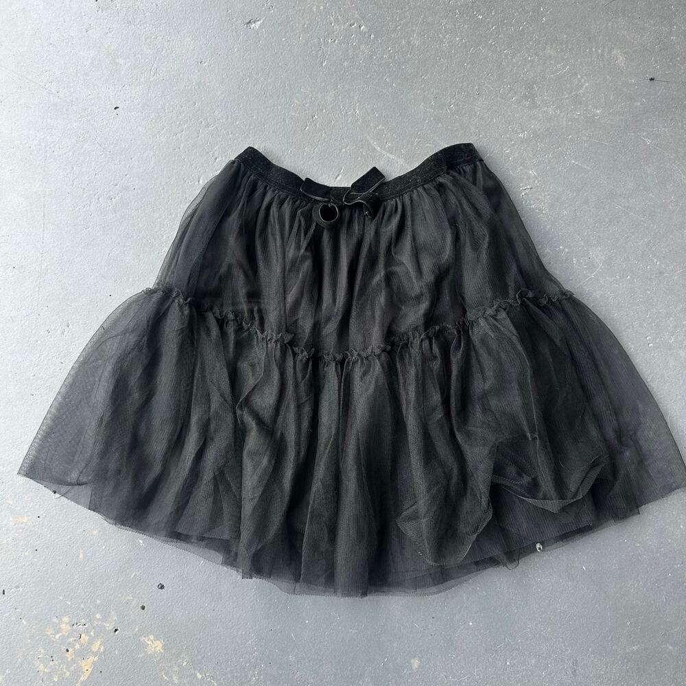 Emerald Sundae Black Tiered Tulle Goth Mini Skirt Medium